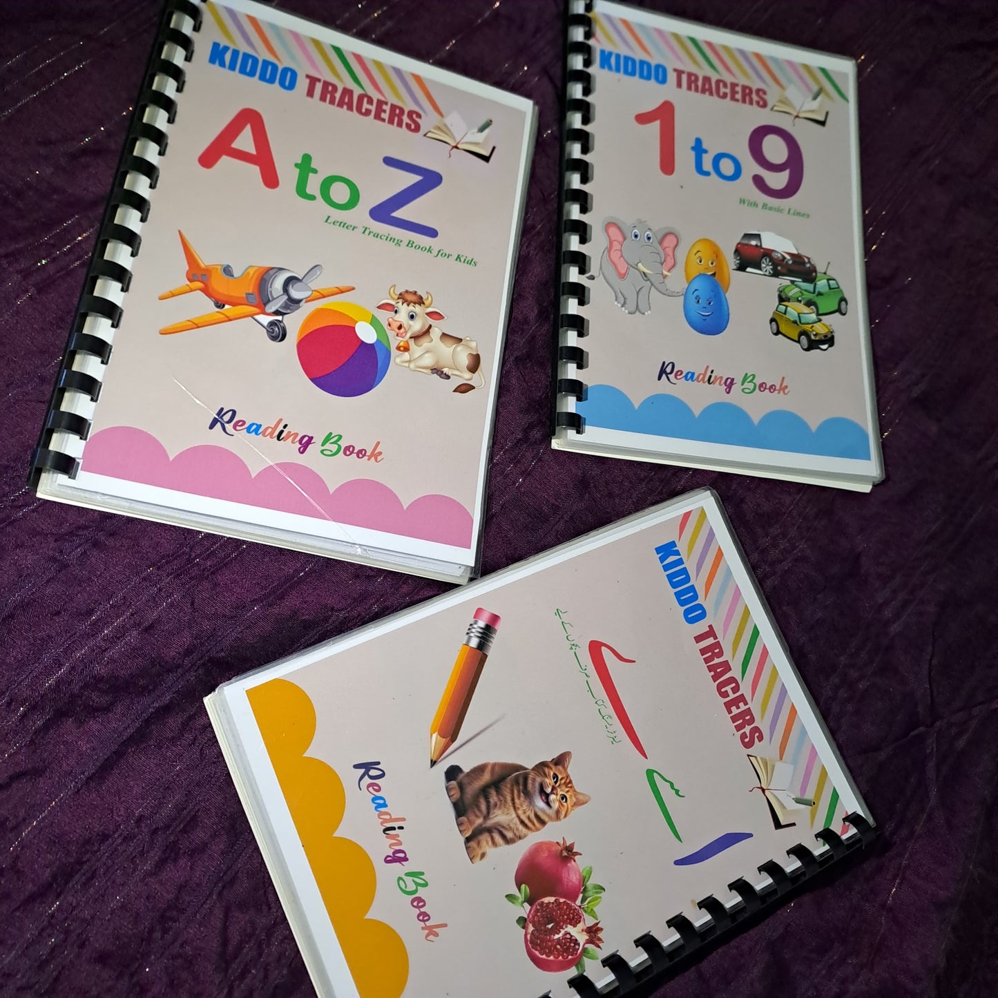 Pack Of 3 Reuseable Kids Tracing Books English Urdu Math