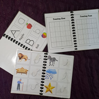 Pack Of 3 Reuseable Kids Tracing Books English Urdu Math